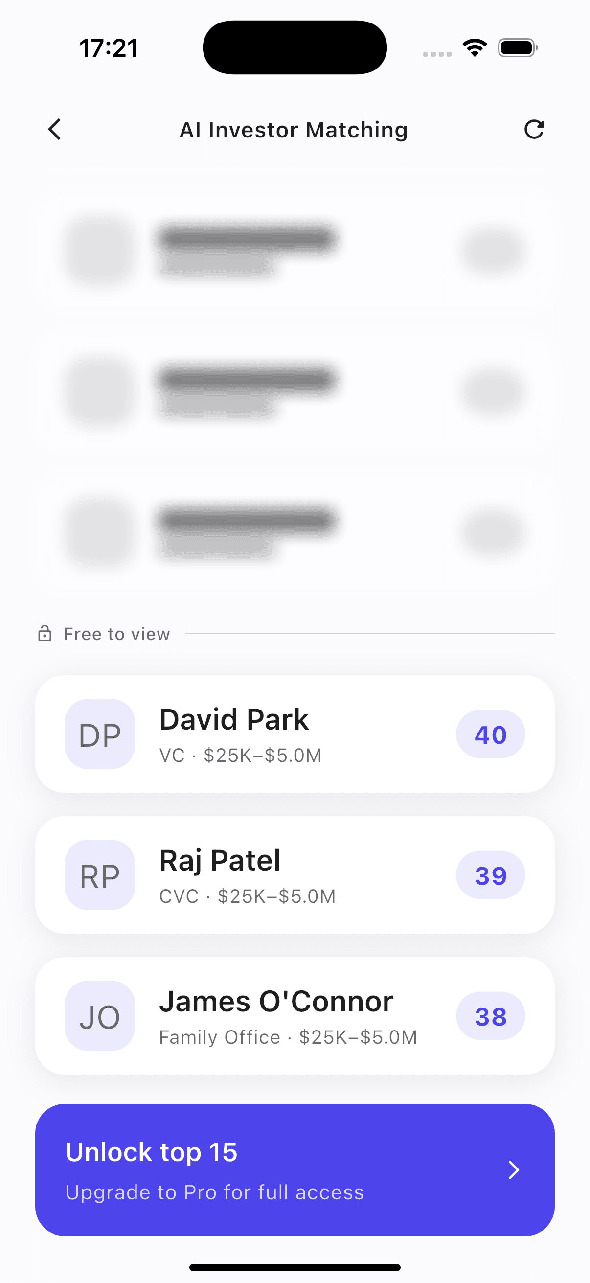 StartupInvest app: AI investor matching